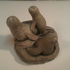 Vintage Glacial Ice Age Sculptures Alaska Seals